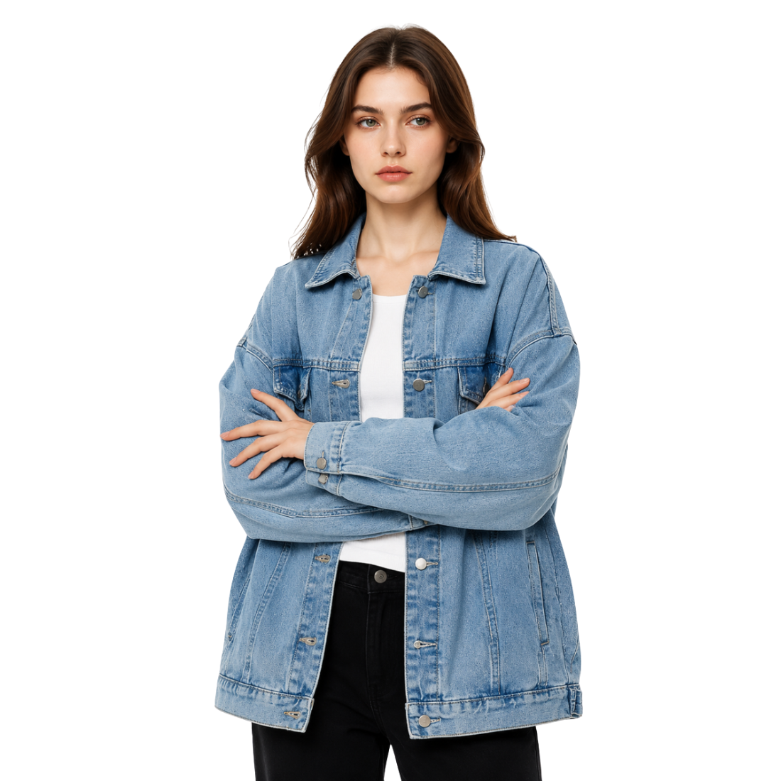 Women's Oversized Drop Shoulder Denim Jacket