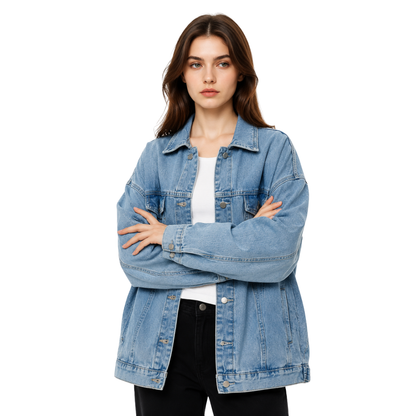 Women's Oversized Drop Shoulder Denim Jacket
