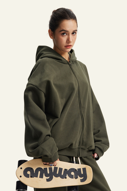 Women's Streetwear Full Zipper Hooded Jacket