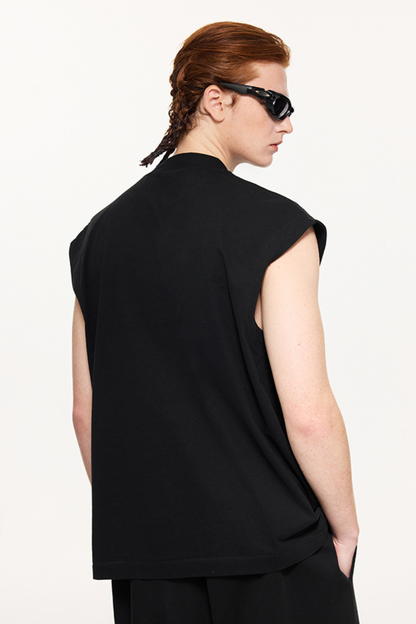 Men's Summer 230g Cotton High Neck Loose Tank