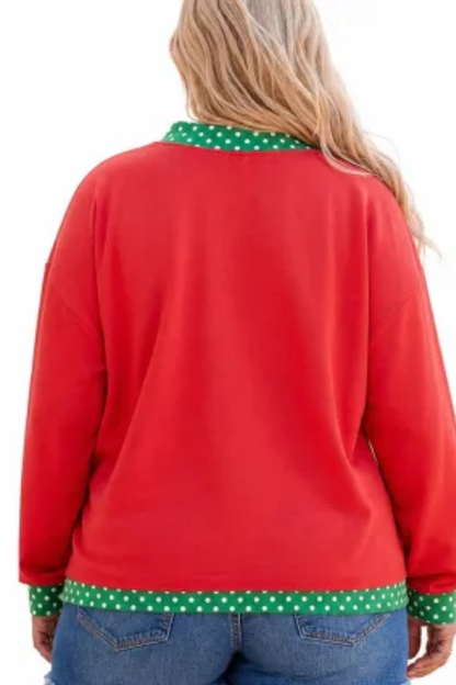 Women Fall Plus Size Contrast Drop Shoulder Sweatshirt