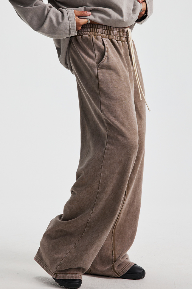 Men's Cotton Vintage-Distressed Raw-Edge Patchwork Pants