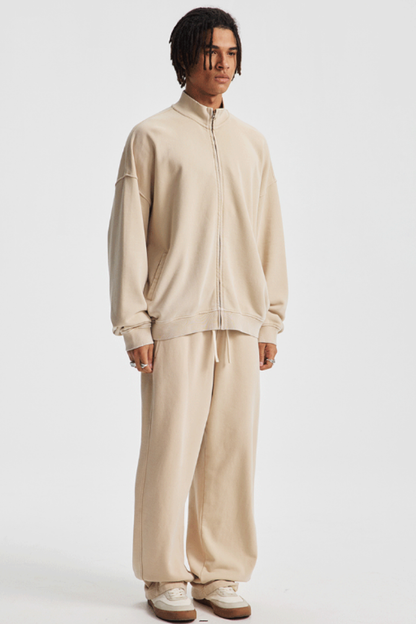 Men's Cotton Set:Stand Collar Jacket And Pants