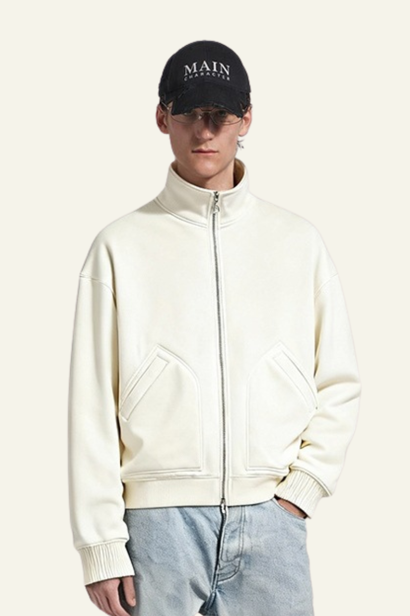 Men's Streetwear Stand Collar Fleece-lined Jacket