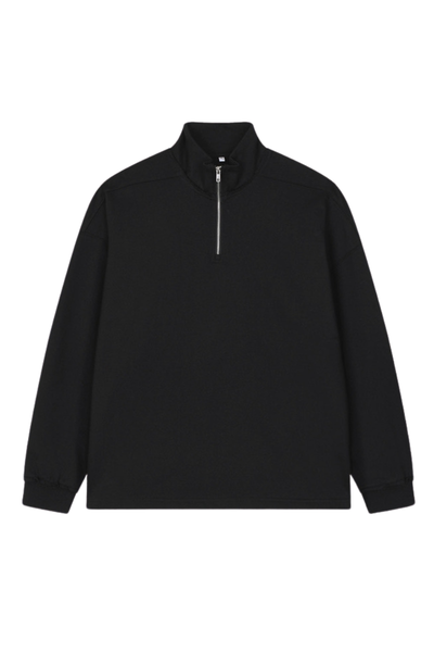 Men's Summer 450g Half Zip Raw Edge StandCollar Sweatshirt