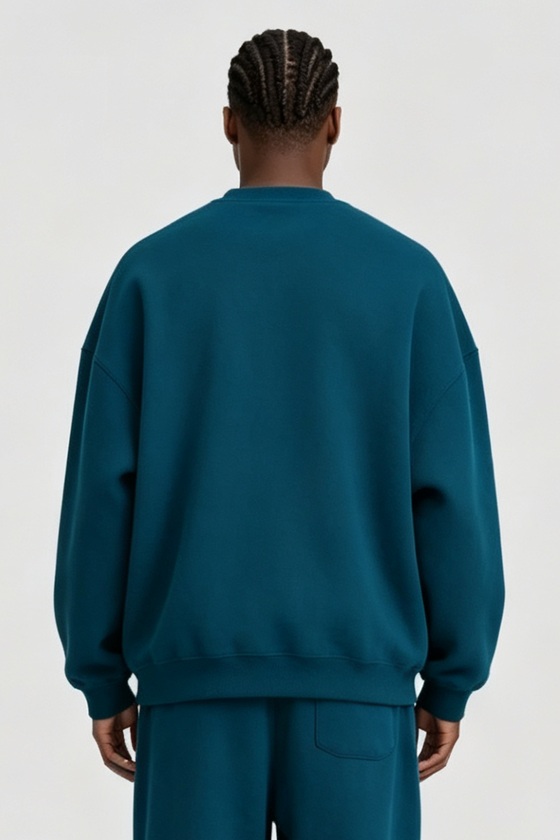 Men's Fall Winter Fleece-Lined Loose Crewneck Sweatshirt