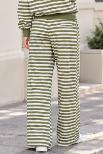 Women All Season Striped Straight Leg Lounge Pants