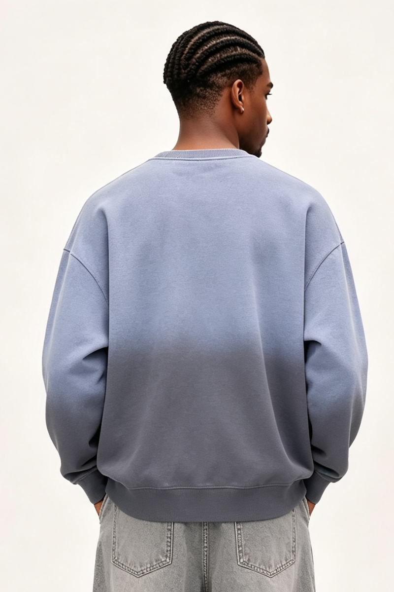 Men Fall Washed Vintage Gradient Crew Neck Sweatshirt