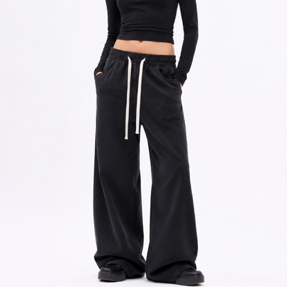 Women's Drawstring Waist Wide Leg Jeans