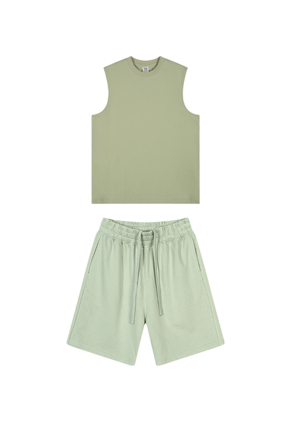 Unisex Summer American Sorona Tank & Loose Shorts Set