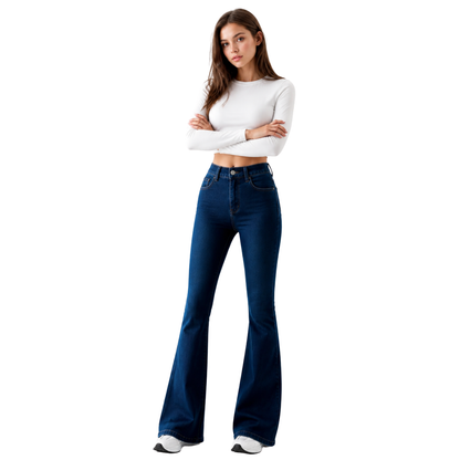 Women's High Waist Stretch Slim Flare Jeans