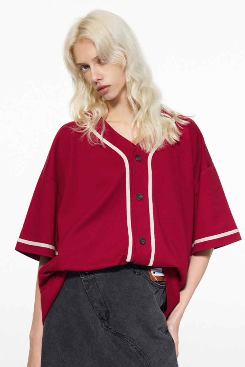 Women's Summer 270g Old Money Button Front Loose Tee