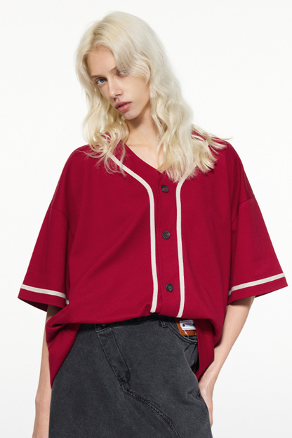 Women's Summer 270g Old Money Button Front Loose Tee