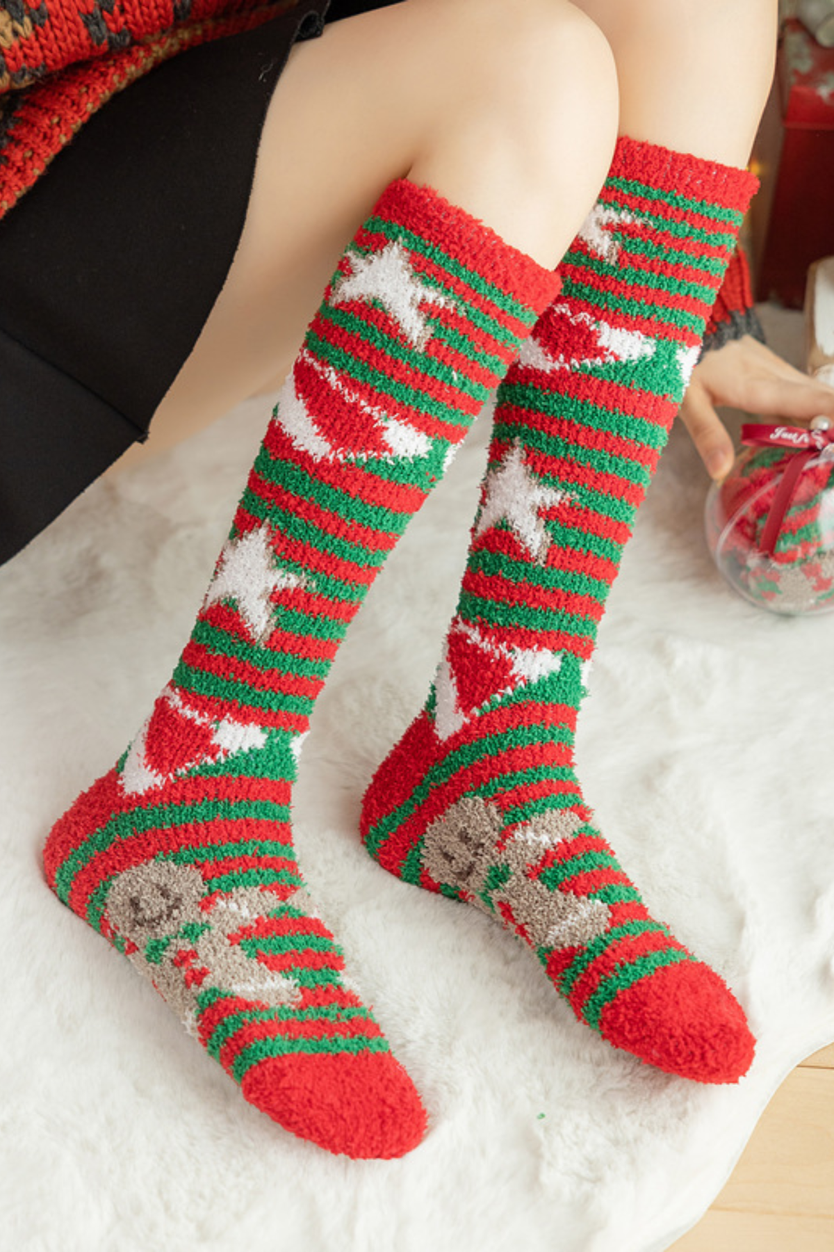Women's Christmas Red Cute Cartoon Gift Long Socks