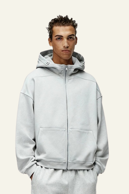 Men's Streetwear Front Pocket Full-zipper Hooded Jacket