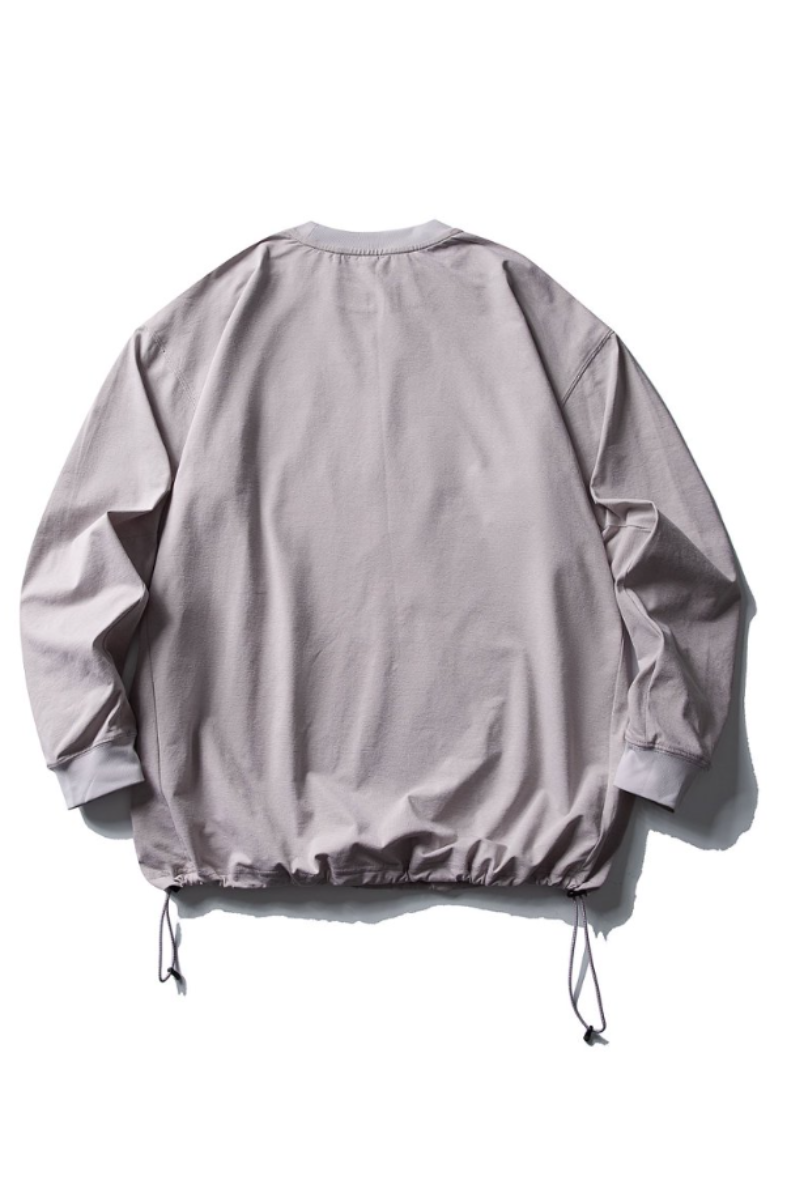 Unisex Spring Drawstring-Hem Relaxed Long-Sleeve T-Shirt
