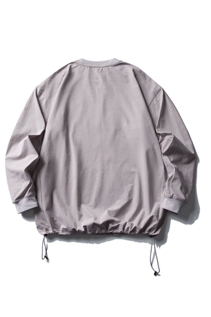 Men's Spring Drawstring-Hem Relaxed Long-Sleeve T-Shirt