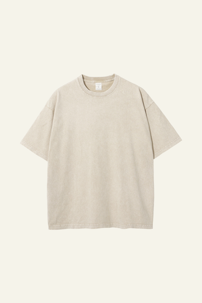 Women's Cotton Streetwear Wax-Dyed Washed Distressed T-shirt