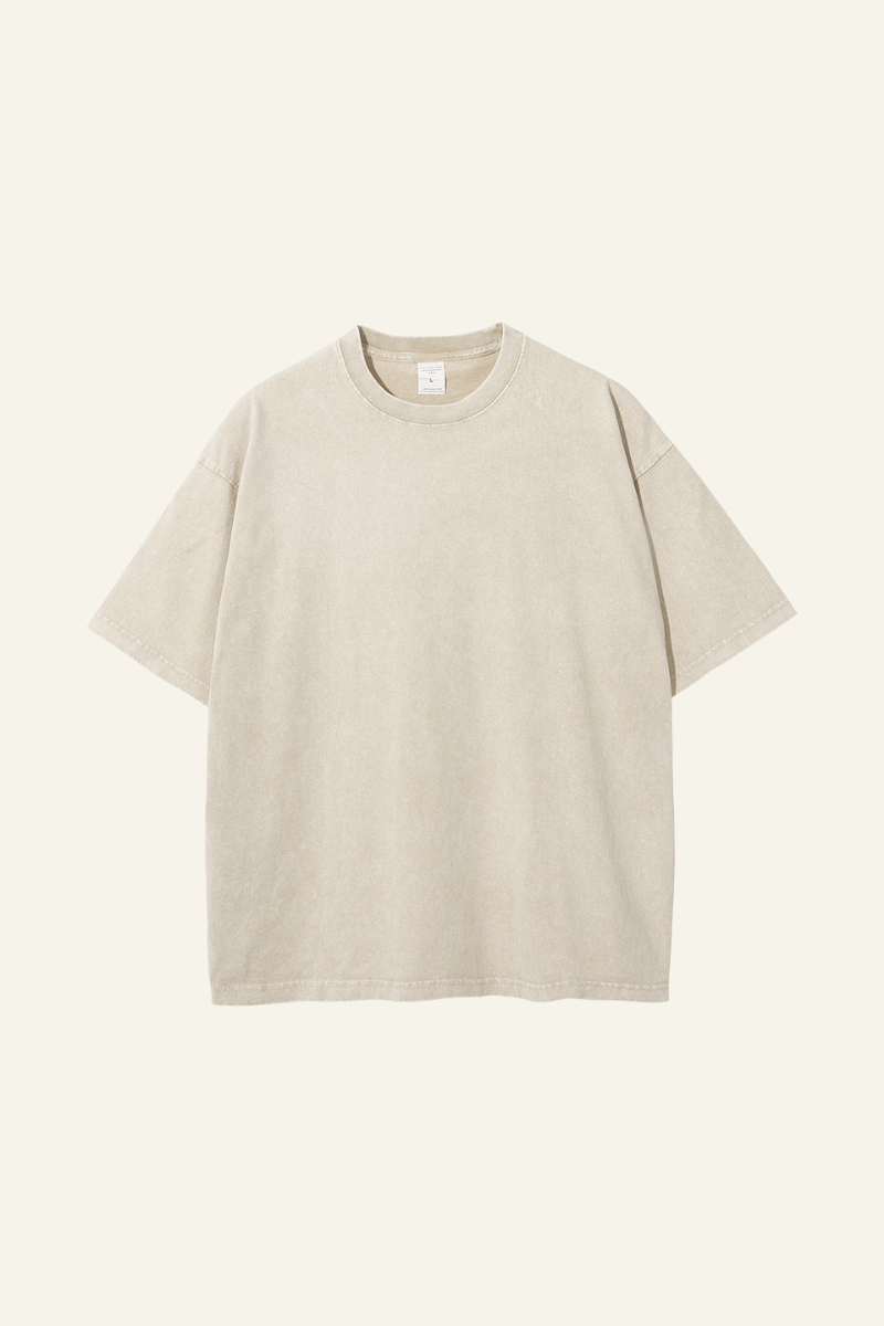 Men's Cotton Streetwear Wax-Dyed Washed Distressed T-shirt