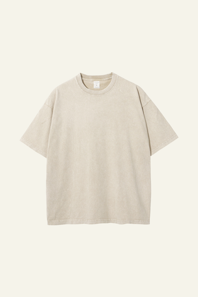 Men's Cotton Streetwear Wax-Dyed Washed Distressed T-shirt