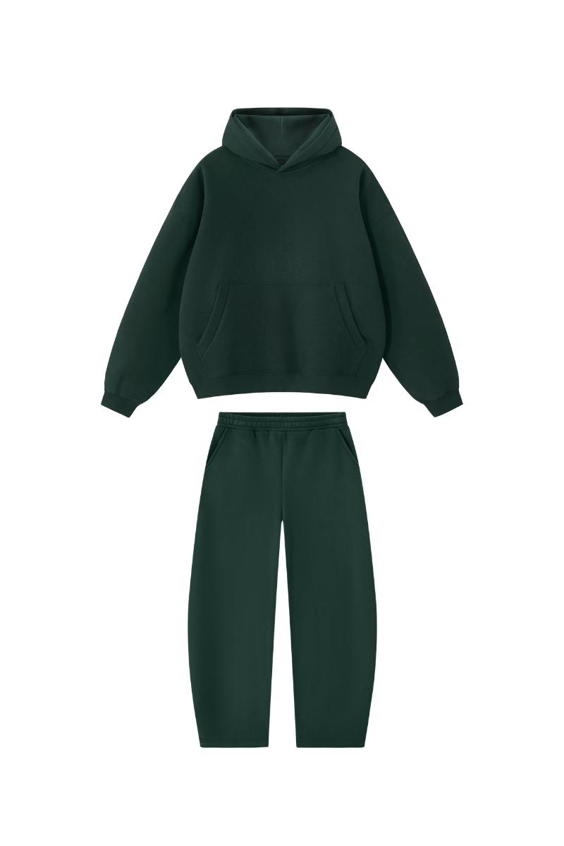 Unisex Fall Clothing Boxy Fleece Hoodie & Wide Pants Set