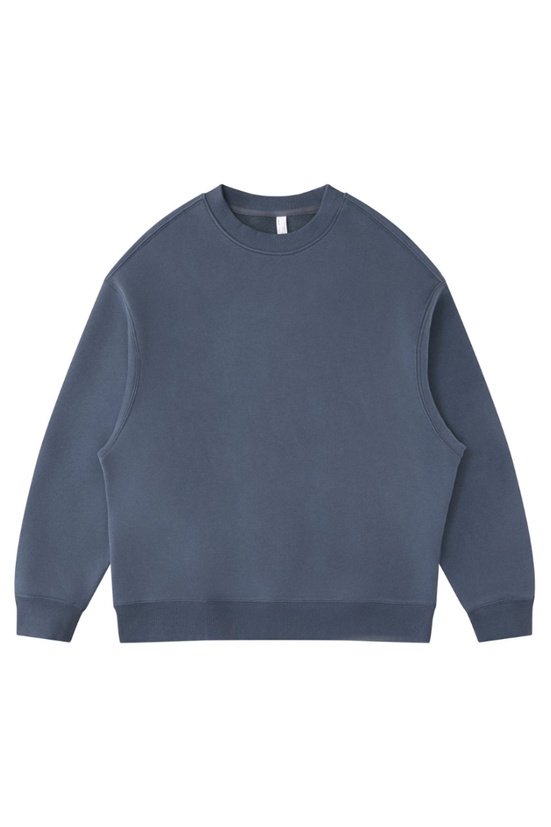Men's Fall Winter Fleece-Lined Loose Crewneck Sweatshirt