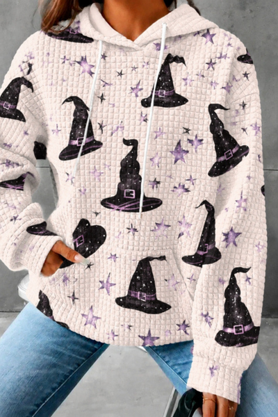 Unisex Fall Clothing Halloween Waffle Knit Graphic Hoodie