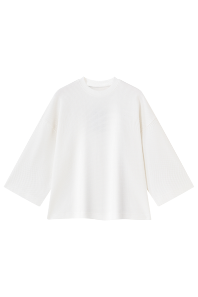 Unisex Spring Waffle Knit Drop Shoulder 3/4 Sleeve Top