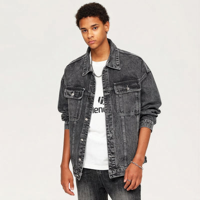 Men's Spring Vintage Washed Denim Trucker Jacket