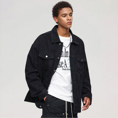 Unisex Spring Vintage Washed Oversized Denim Trucker Jacket