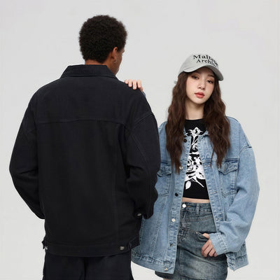 Unisex Spring Vintage Washed Oversized Denim Trucker Jacket