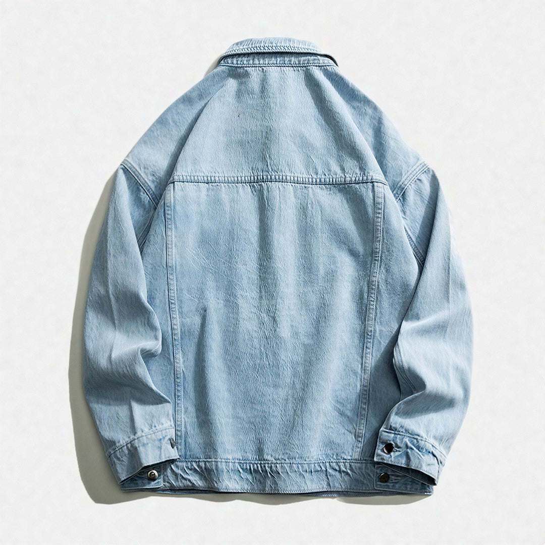 Unisex Spring Vintage Washed Oversized Denim Trucker Jacket