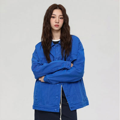 Unisex Spring Vintage Washed Denim Trucker Jacket