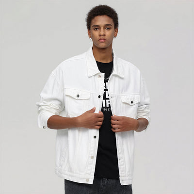 Unisex Spring Vintage Washed Denim Trucker Jacket
