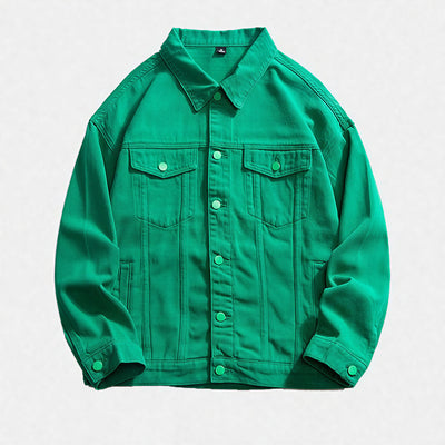 Unisex Spring Vintage Washed Denim Trucker Jacket