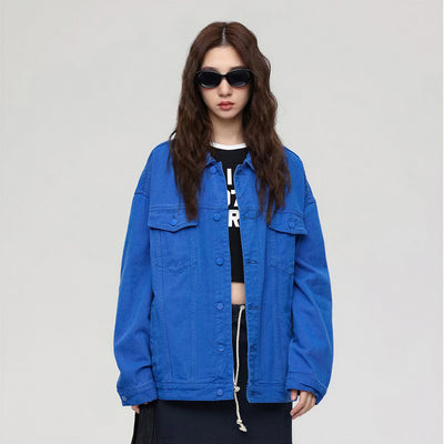 Unisex Spring Vintage Washed Denim Trucker Jacket