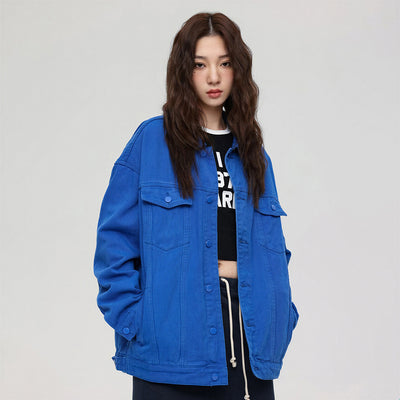 Unisex Spring Vintage Washed Denim Trucker Jacket