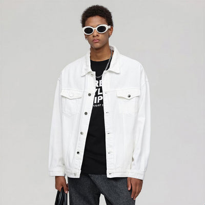 Unisex Spring Vintage Washed Denim Trucker Jacket