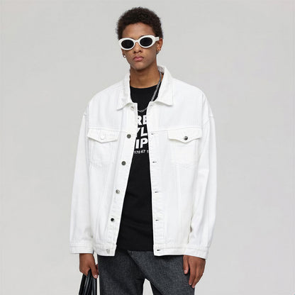 Unisex Spring Vintage Washed Denim Trucker Jacket