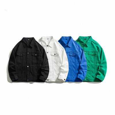 Unisex Spring Vintage Washed Denim Trucker Jacket
