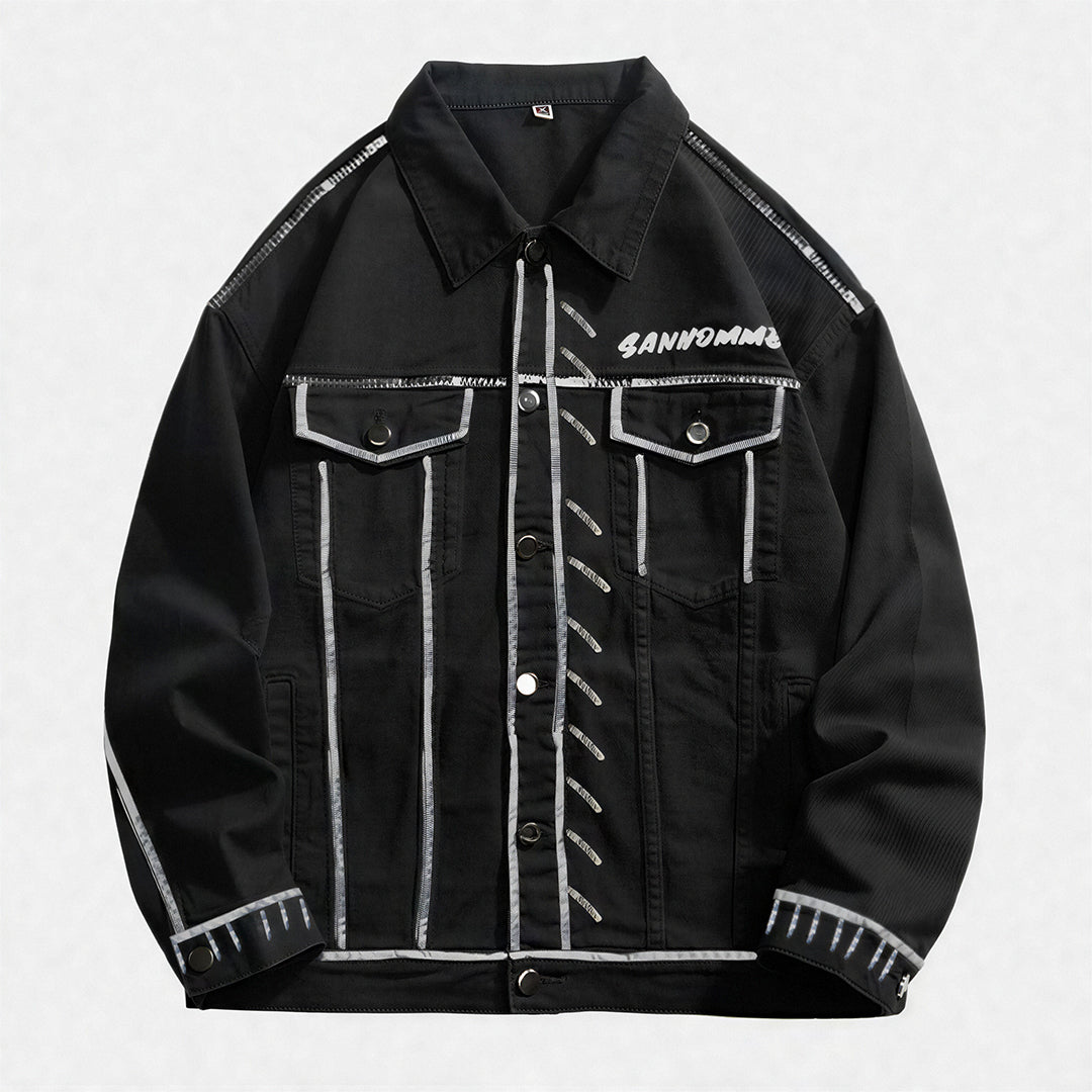 Unisex Spring Graffiti Contrast Stitching Denim Jacket