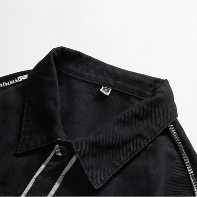 Unisex Spring Graffiti Contrast Stitching Denim Jacket