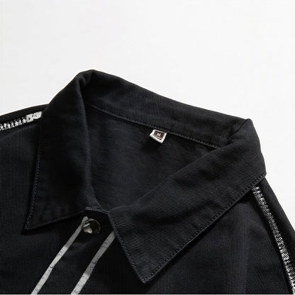 Unisex Spring Graffiti Contrast Stitching Denim Jacket