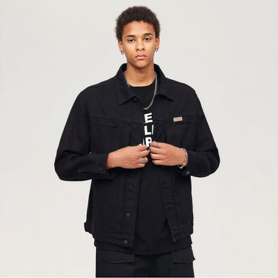 Men's Spring Solid Color Classic Lapel Denim Trucker Jacket