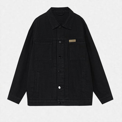 Men's Spring Solid Color Classic Lapel Denim Trucker Jacket