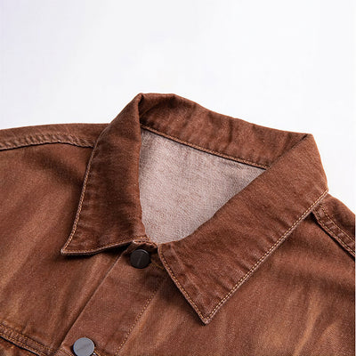 Unisex Spring Vintage Washed Denim Trucker Jacket