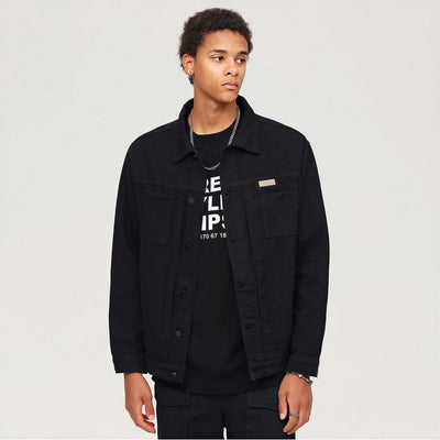 Men's Spring Solid Color Classic Lapel Denim Trucker Jacket