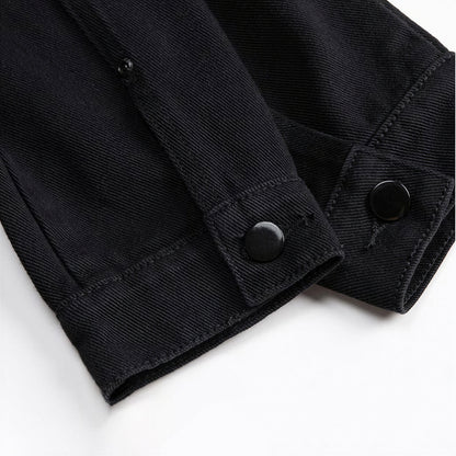 Men's Spring Solid Color Classic Lapel Denim Trucker Jacket