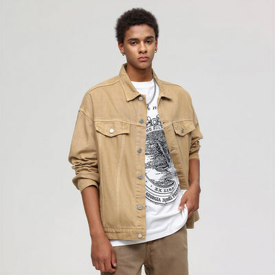 Unisex Spring Pigment Dyed Oversized Denim Trucker Jacket