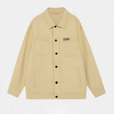 Men's Spring Solid Color Classic Lapel Denim Trucker Jacket